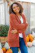 Have My Heart Velvet Chenille Cardigan- Rust