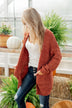 Have My Heart Velvet Chenille Cardigan- Rust