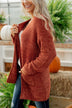 Have My Heart Velvet Chenille Cardigan- Rust