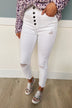 KanCan Raw Hem Distressed Jeans- Carly Wash