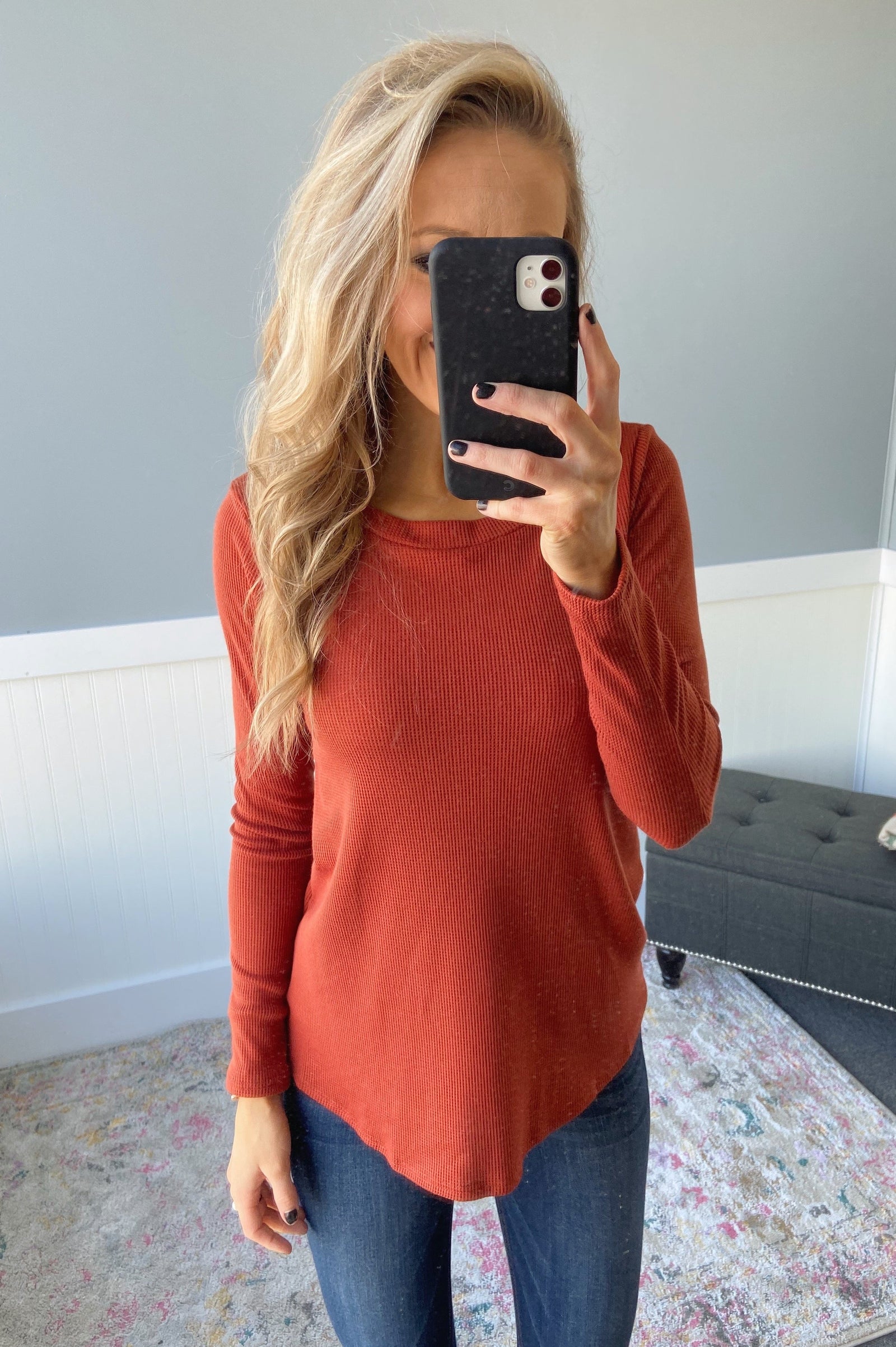 The Best I Can Long Sleeve Top- Burnt Orange