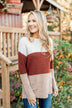 All Things Charming Colorblock Sweater- Oatmeal, Rust, Mocha