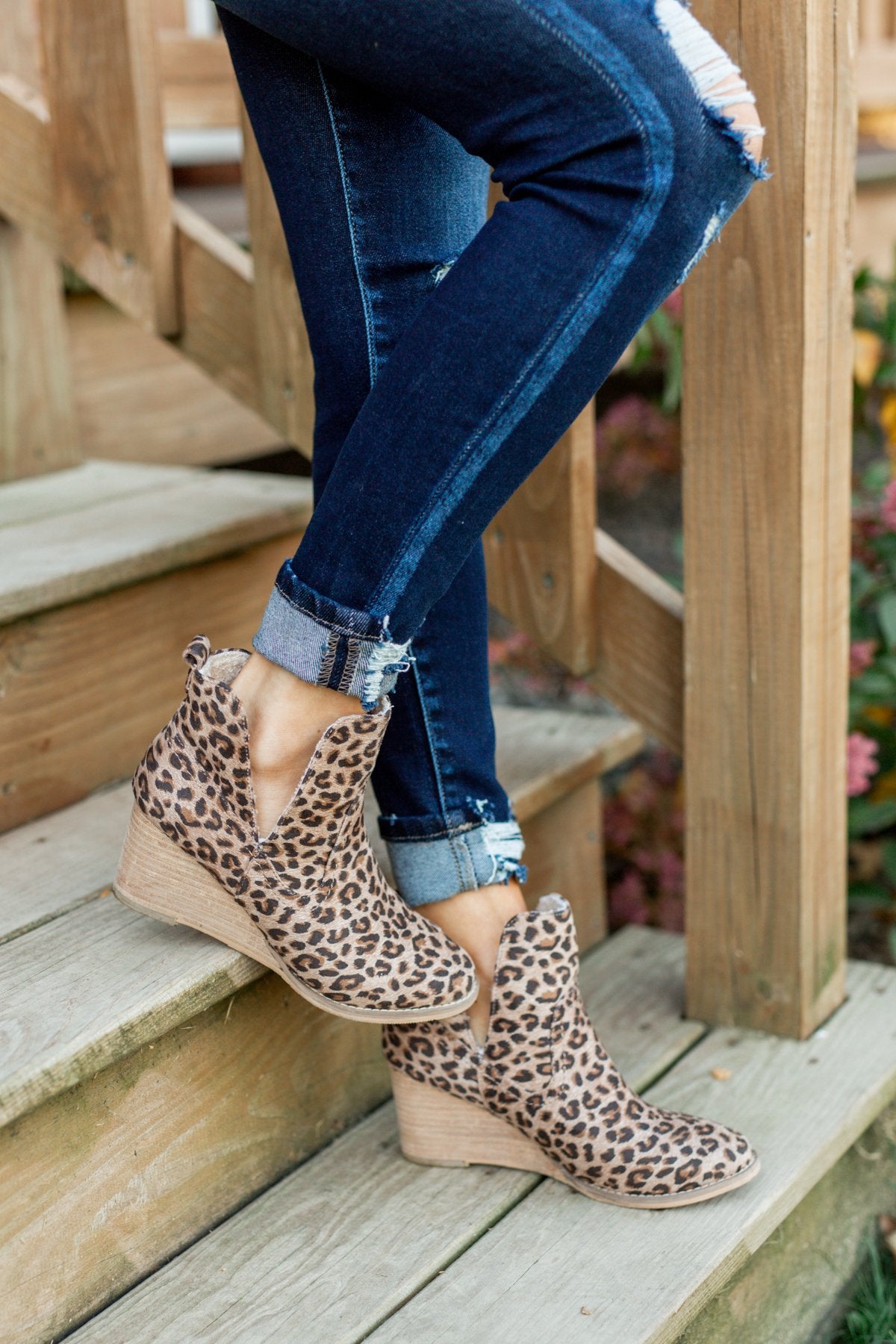 Wedge Boots Toms Leopard Booties Toms Womens Size Kelsey Brown