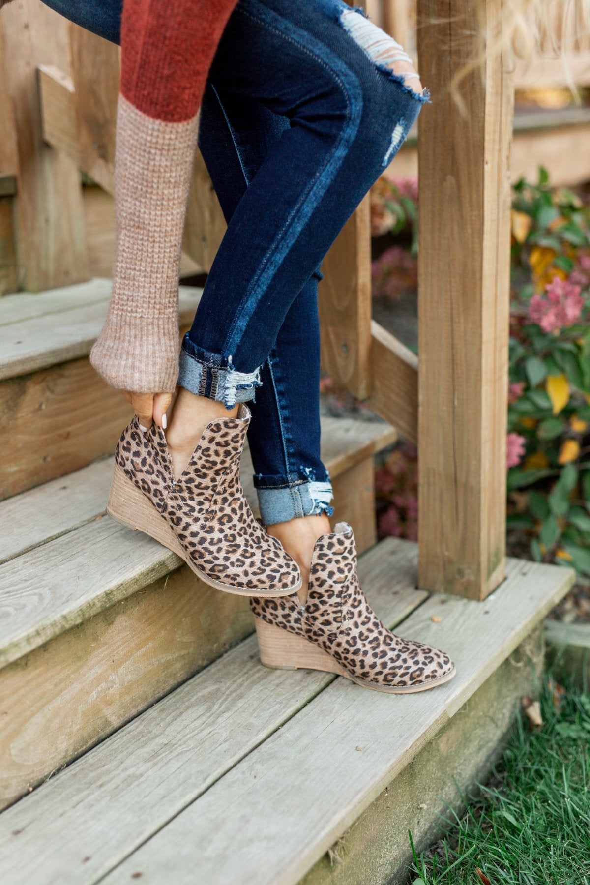 Very G Erika Wedge Booties- Leopard