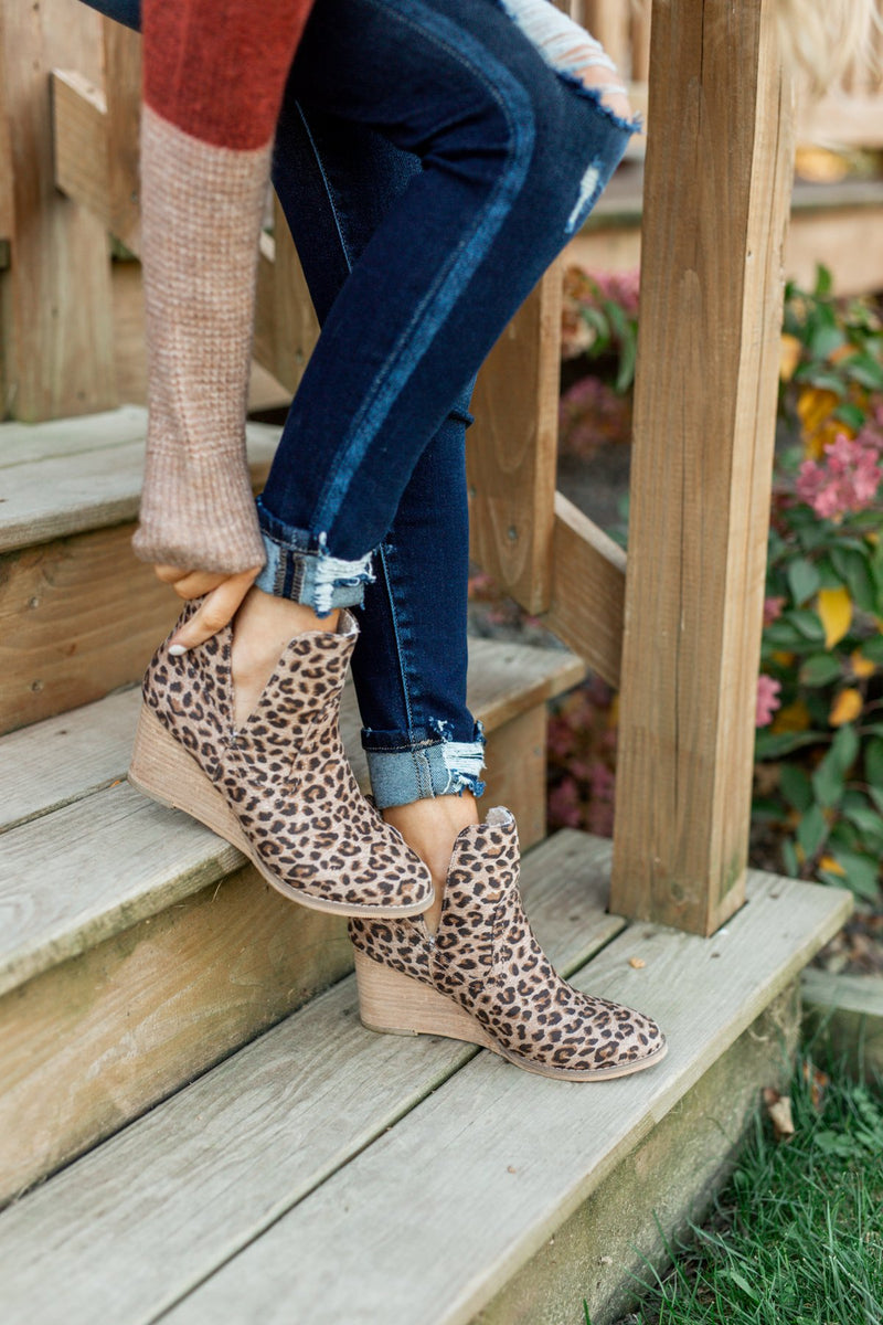 Animal print deals wedge booties