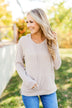 At First Sight Knit Hoodie- Light Taupe