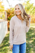 At First Sight Knit Hoodie- Light Taupe