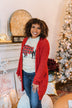 Stealing Glances Popcorn Knit Cardigan- Vintage Red