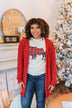 Stealing Glances Popcorn Knit Cardigan- Vintage Red