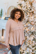Buttoned Up Beauty Knit Babydoll Top- Natural