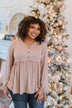 Buttoned Up Beauty Knit Babydoll Top- Natural