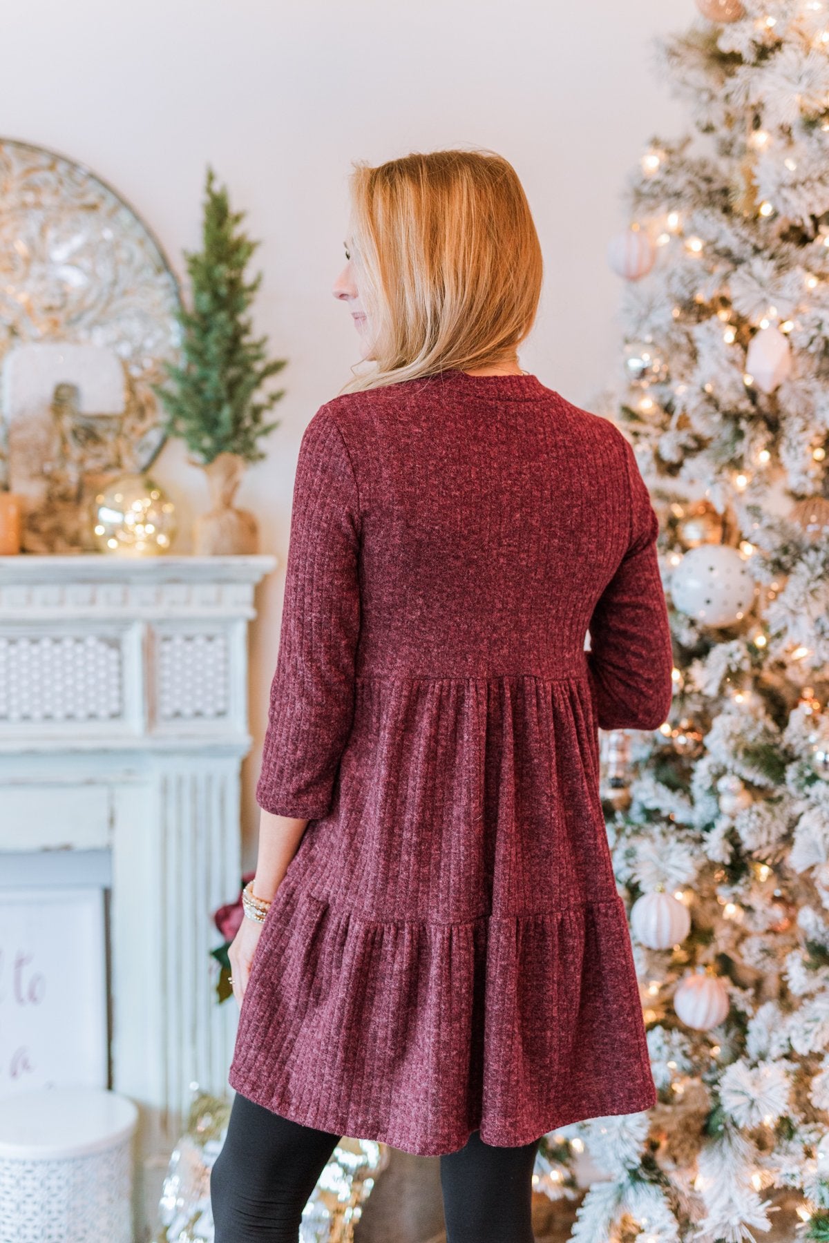 Best Wishes Babydoll Sweater Dress Wine