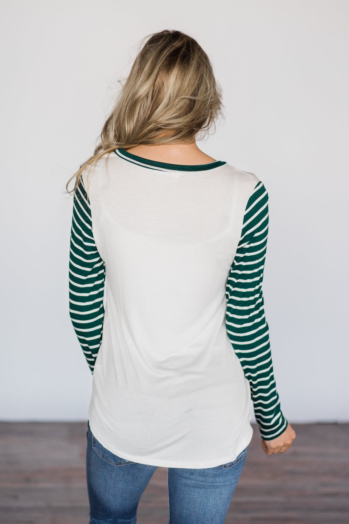 "Merry Christmas Everyone" Teal Striped Top