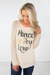 Peace, Joy & Love Long Sleeve Cream Top