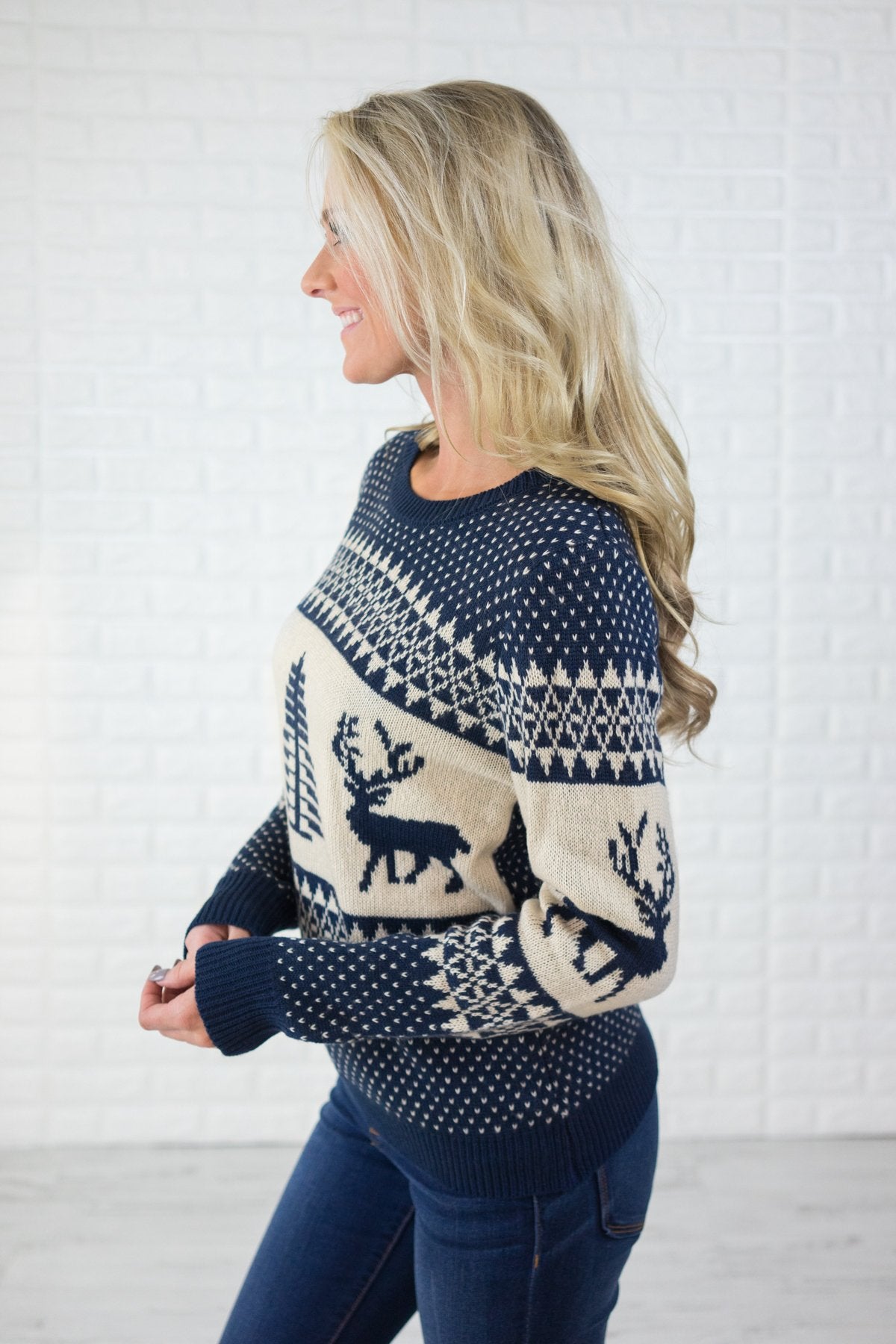 Navy Moose Sweater
