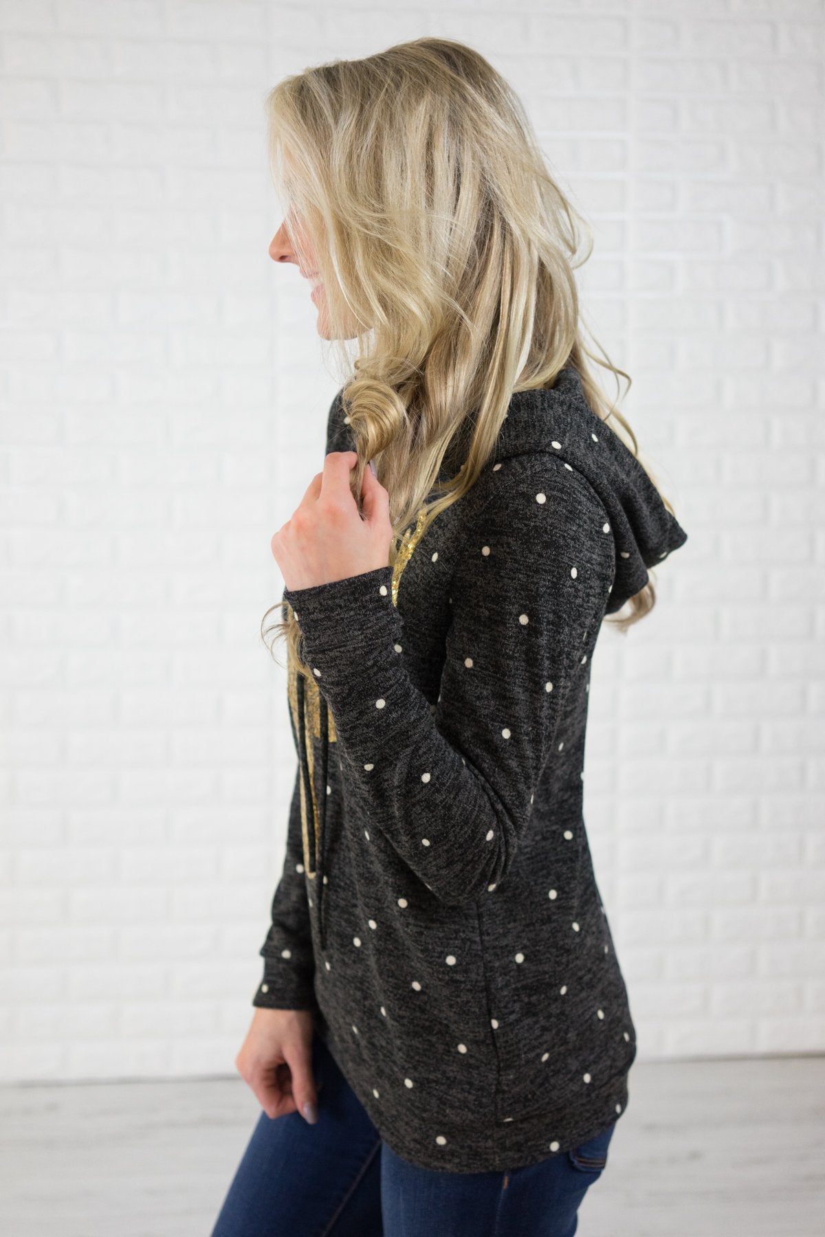Heimish Full Size Sequin Reindeer Graphic Plaid Top