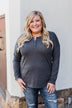 Cozy & Warm 4 Button Henley Top- Dark Grey