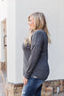 Cozy & Warm 4 Button Henley Top- Dark Grey