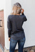 Cozy & Warm 4 Button Henley Top- Dark Grey