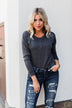 Cozy & Warm 4 Button Henley Top- Dark Grey