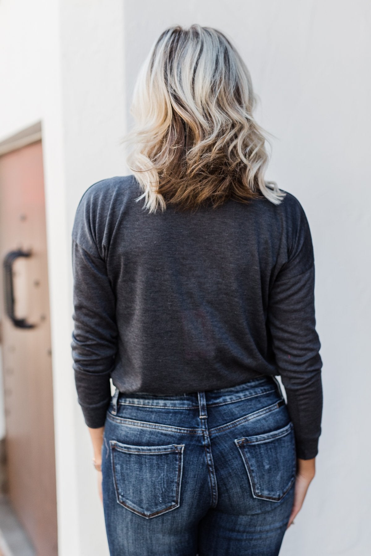 Cozy & Warm 4 Button Henley Top- Dark Grey