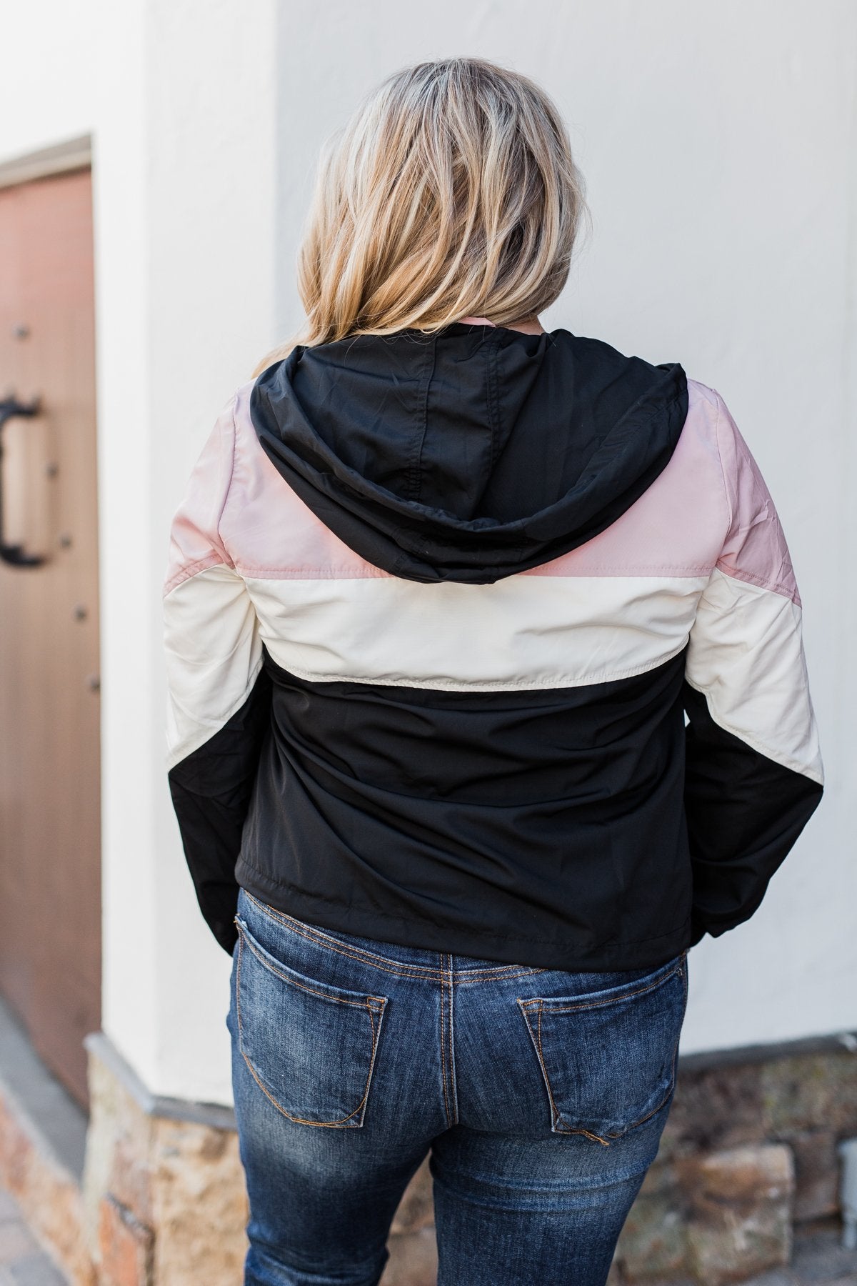 ☆NERDY☆ Color Block Windbreaker 25SS Black Baby Pink Color Block Windbreaker Zip Up Jacket - Pink & Black