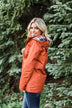 Flannel Lined Hood Utility Jacket -Rust