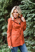 Flannel Lined Hood Utility Jacket -Rust