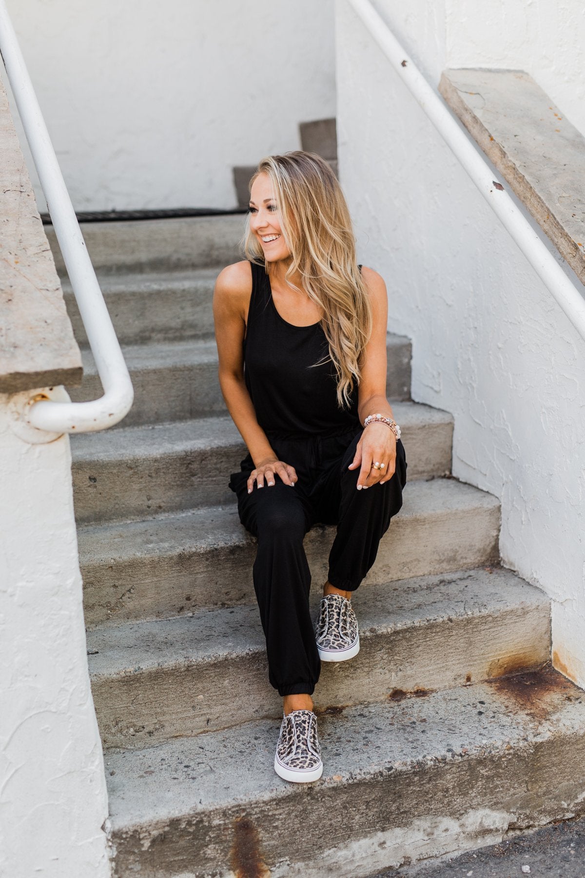 Day To Day Sleeveless Jumpsuit- Black