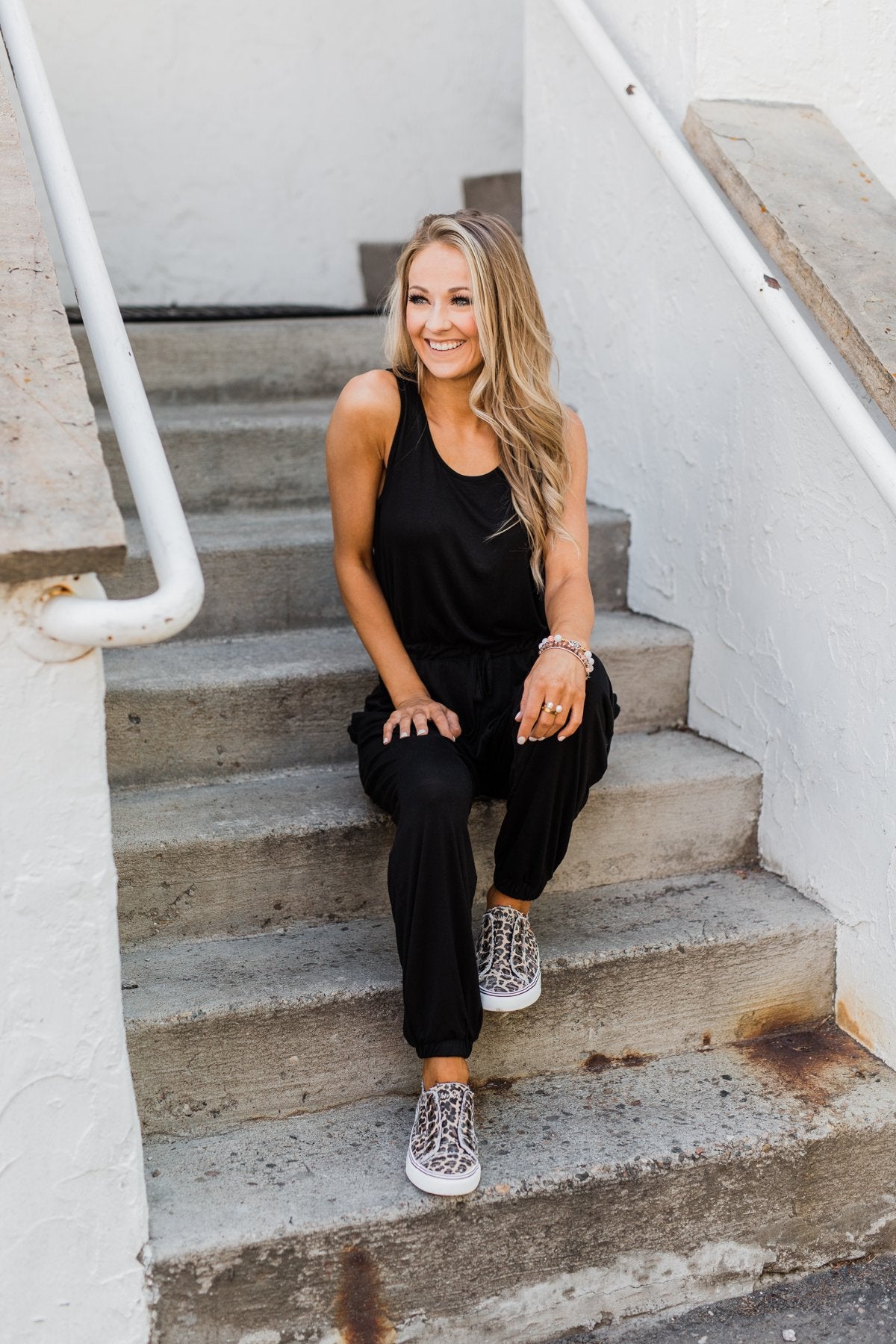 Day To Day Sleeveless Jumpsuit- Black