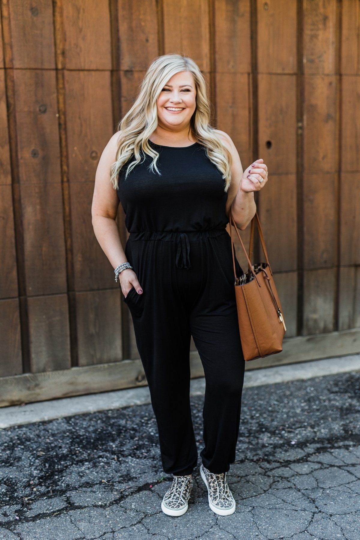Day To Day Sleeveless Jumpsuit- Black
