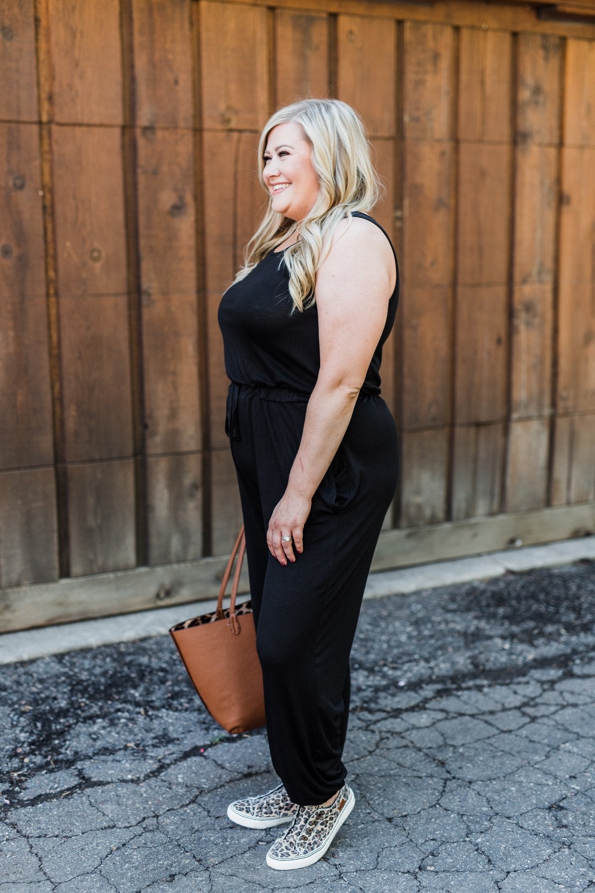 Day To Day Sleeveless Jumpsuit- Black