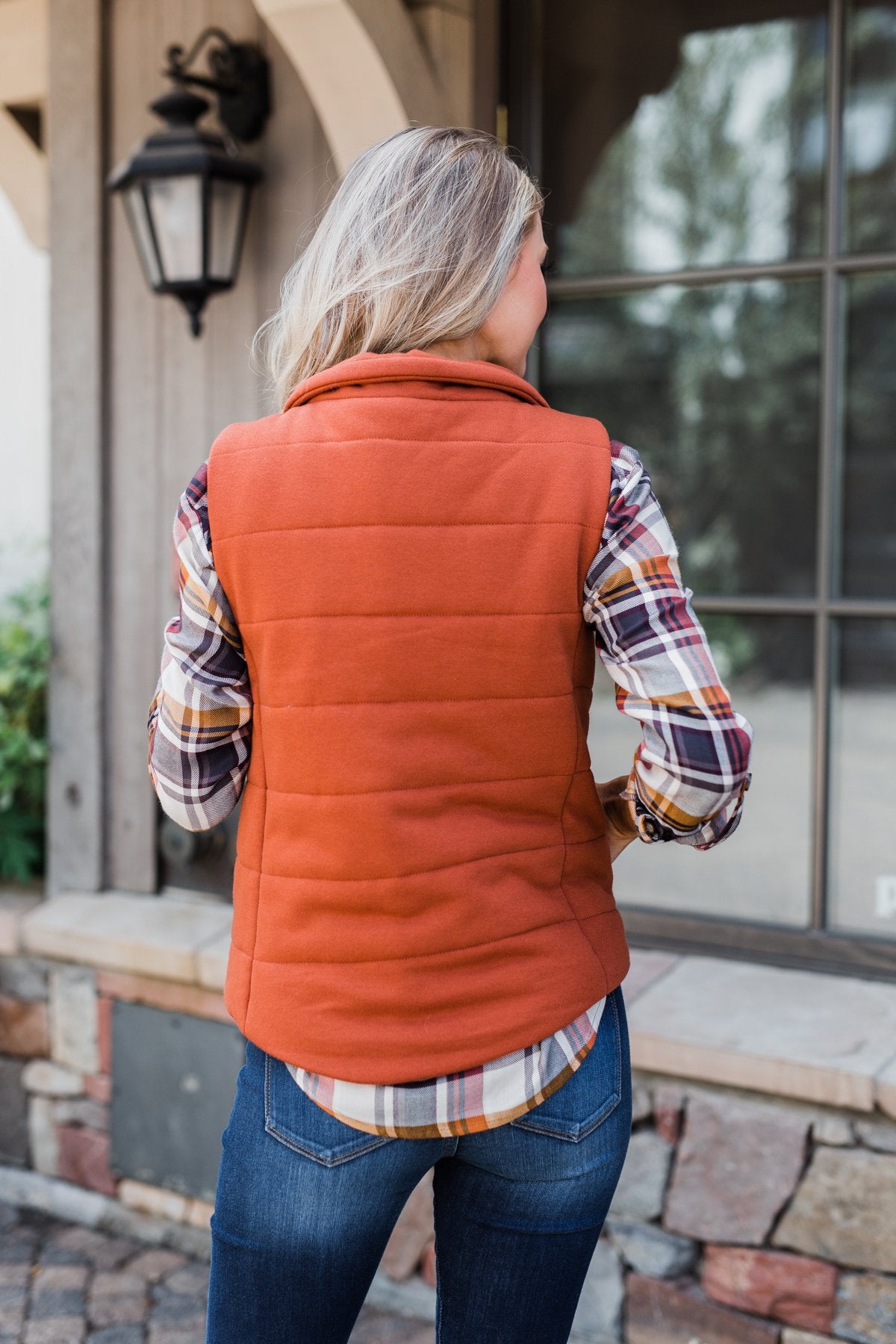 You've Got Me Hooked Flannel Top- Navy & Rust