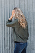 One Thing Right Lightweight Zip Up Jacket- Olive
