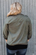 One Thing Right Lightweight Zip Up Jacket- Olive
