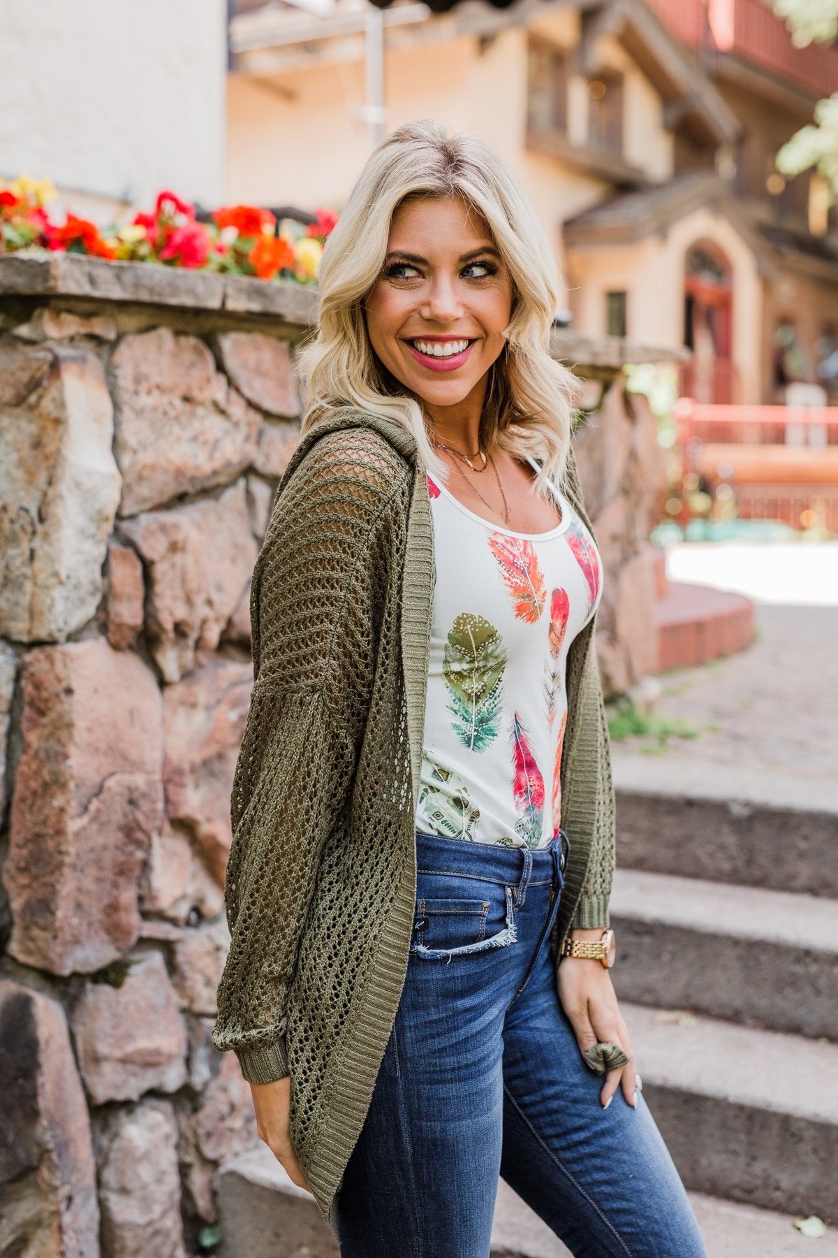 Open hooded sales cardigan