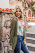 Open Knit Hooded Cardigan- Moss Green