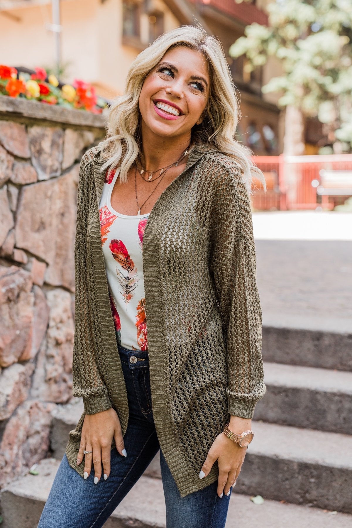 Green hooded cardigan new arrivals