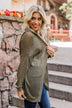 Open Knit Hooded Cardigan- Moss Green