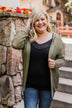 Open Knit Hooded Cardigan- Moss Green