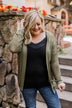 Open Knit Hooded Cardigan- Moss Green