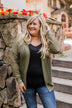 Open Knit Hooded Cardigan- Moss Green