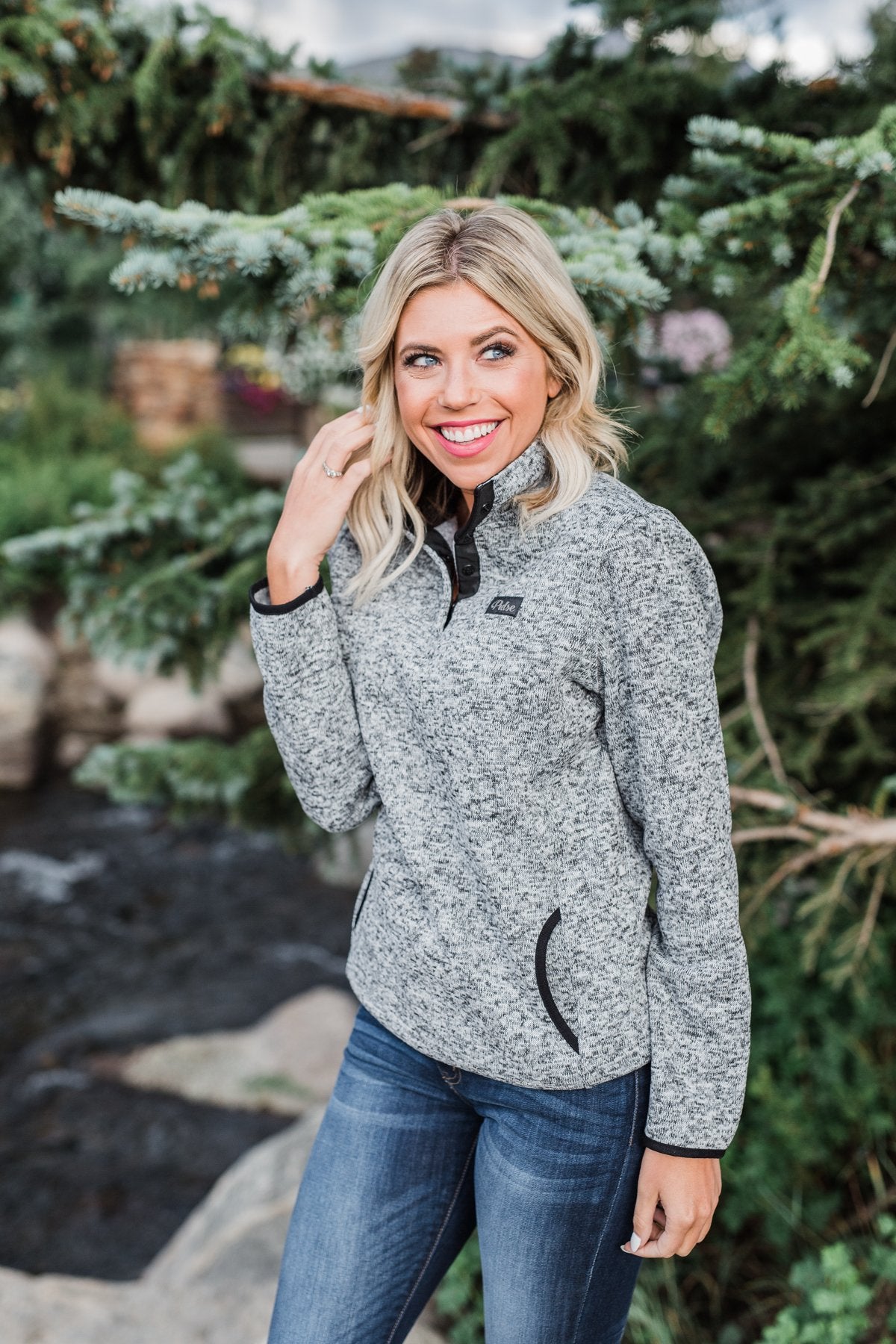 Pulse Exclusive Quarter Button Pullover- Heather Grey
