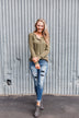 Cozy & Warm 4 Button Henley Top- Olive