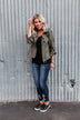 One Thing Right Lightweight Zip Up Jacket- Olive