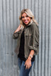 One Thing Right Lightweight Zip Up Jacket- Olive
