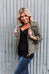 One Thing Right Lightweight Zip Up Jacket- Olive