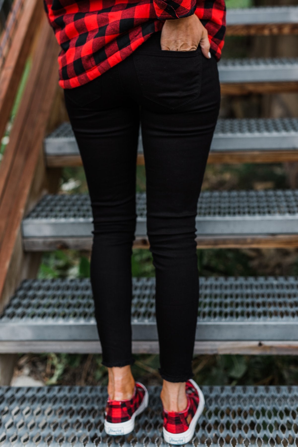 Kan Can Skinny Jeans- Black Side Ankle Zipper