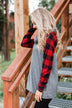 Something About Buffalo Plaid Cowl Neck Top- Grey