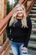 Pull Me Near Fitted Long Sleeve Top- Black